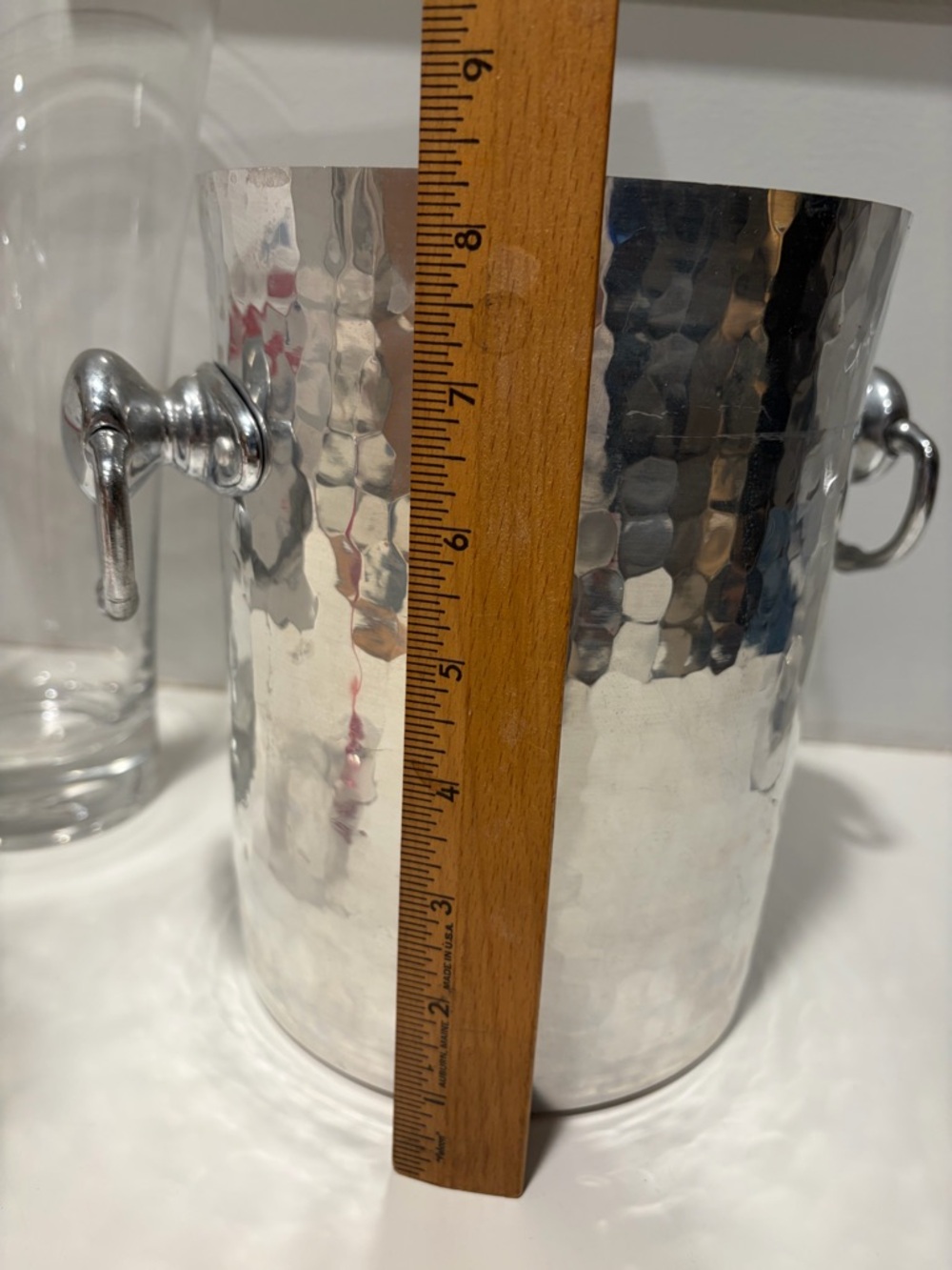 William Sonoma Hammered Metal Ice Bucket with Ring Handles - made in France - Picture 8 of 9